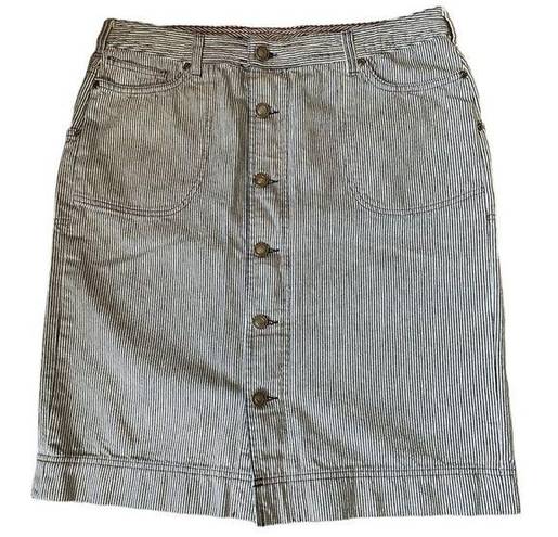 Patagonia  Denim Stripe Organic Cotton Button Front Skirt size 10
