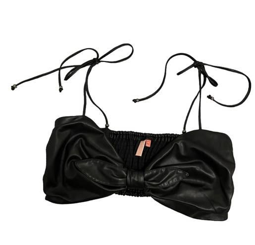 Pilcro Anthropologie Black Faux Leather Bandeau Crop Top