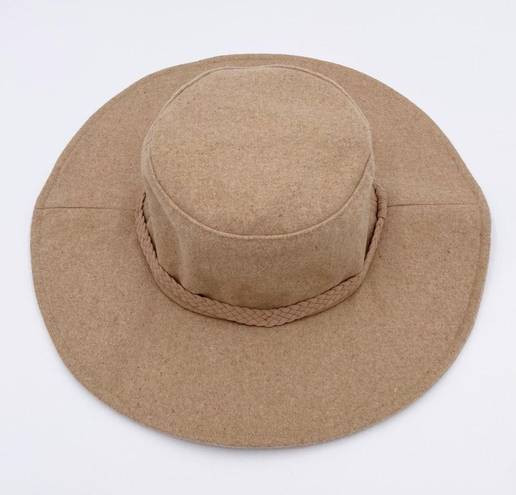 Harper NEW ASN The  Hat Boho Western Braided Floppy Tan Felt Boater Hat Bohemian