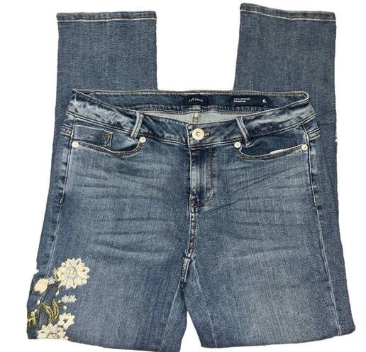 J.Jill  The Weekender Straight Leg Floral Boho Embroidered Denim Jeans 6P Petite