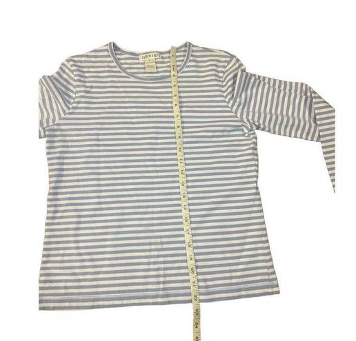 Orvis  light blue & white striped long sleeve blouse sz small