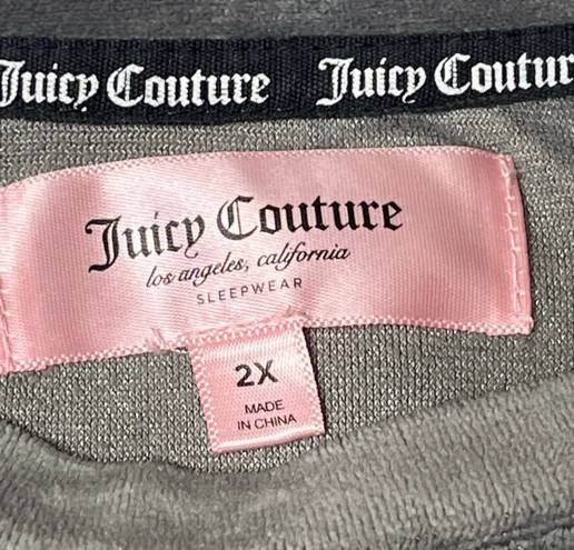 Juicy Couture Y2K  Rhinestone Velour Pullover Sweater Top Gray 2X