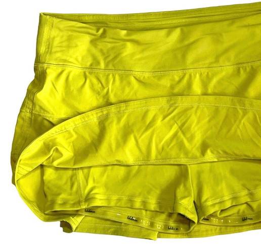 Lululemon  Women’s Pace Rival Mid Rise Pleated Serpentine Yellow Workout Skirt 10