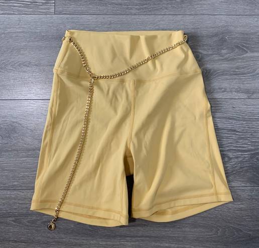 We Wore What NEW  Yellow Gold Chain Biker Shorts