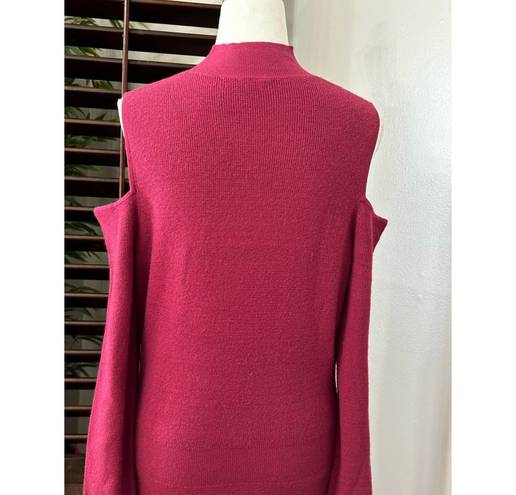 Chelsea28 Womens Sweater Dress Pink Stretch Midi Cold Shoulder Long Sleeve S New