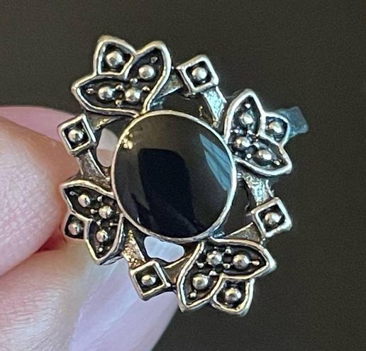 Onyx Vintage black  S925 silver plated ring size 7