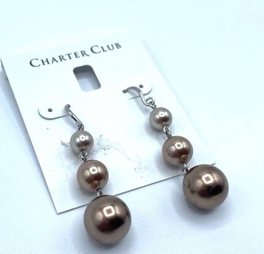 Charter Club  Tonal Imitation Pearl Triple Drop Earrings in  Gold-Tone