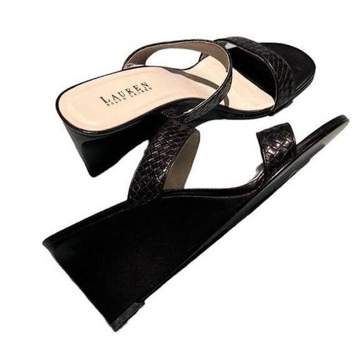 Ralph Lauren ,Richelle black wedge sandal Size 10B B50