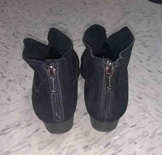 Jessica Simpson Dacia Black Suede Perforated Ankle Booties