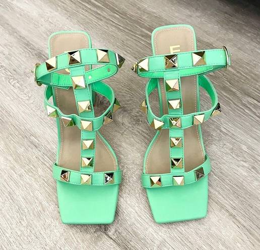 EGO New  green stud strappy heels size 9