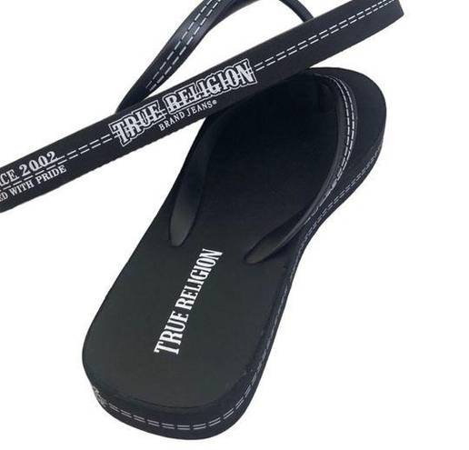 True Religion  Iliana Black White Sandals Flip Flops Women's Size 7