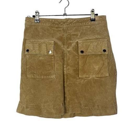 Mango  Camel Brown Leather Retro Mini Skirt M