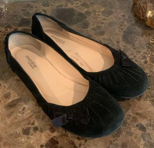 Preview International Women’s Size 8 Nordstrom  Black Suede Ballet Flats with Bow