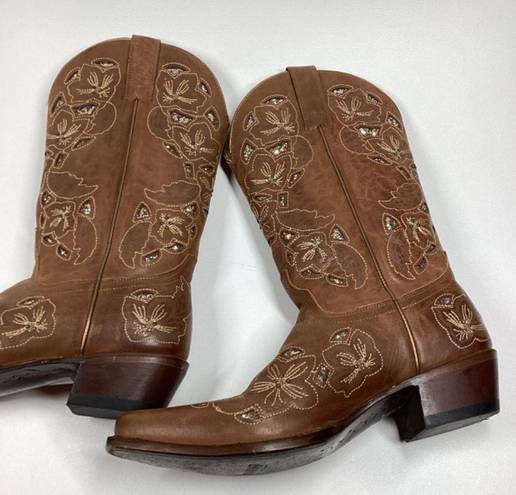 Shyanne  Cassia Sugar Mate Glitter Inlay Western brown Boot Snip Toe Size 10