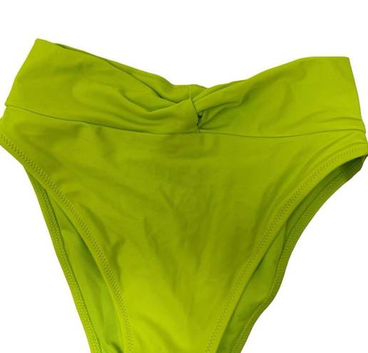 Aerie  Size S High Cut Cheeky Bikini Bottom Crossover Twist Waistband Green NEW