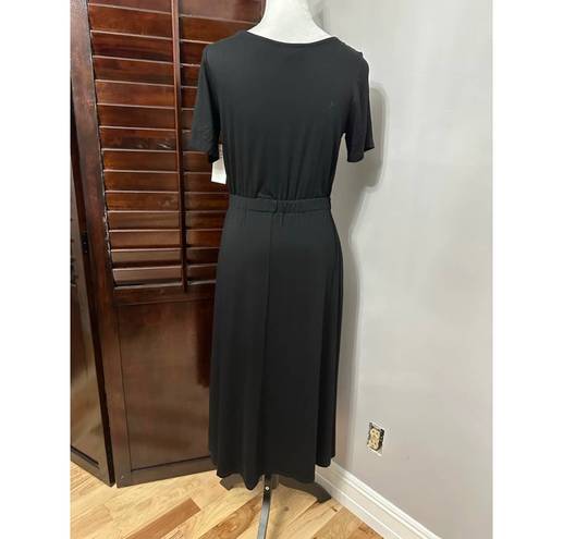 Karen Kane Womens A Line Dress Black Stretch Maxi Scoop Neck Short Sleeve S New