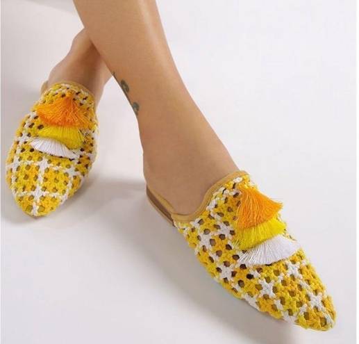 Krass&co Rag N  Mariana Woven Flat Mules With Tassels New US 8