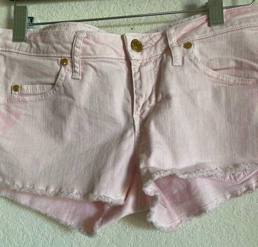 Mango  MNG Pink Denim Cutoff Shorts