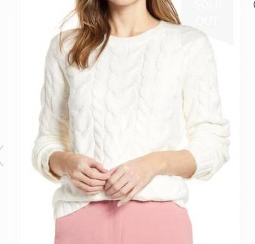 Rachel Parcell  White Cable Knit crew neck sweater