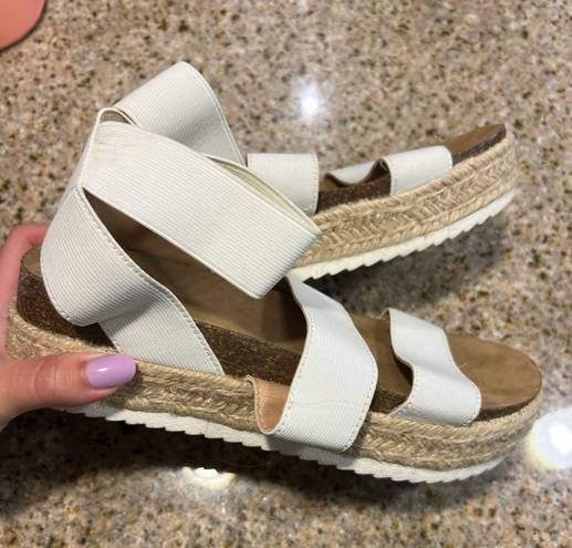 White Espadrille Platform Sandals Size 7