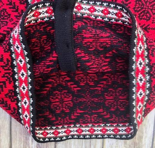 L.L.Bean Fair Isle Cardigan Christmas Sweater Red