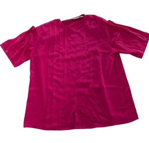 Oscar de la Renta  Shirt Womens 12 Pink Button front Pleated Expressions Vintage