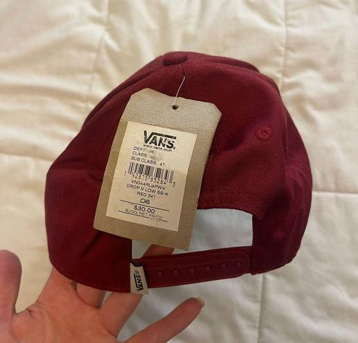 Vans Mens Maroon Classic Logo Flag Snapback Hat Baseball Cap Adjustable Fit NWT