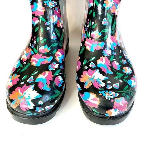 Capelli New York  Women Mid-Calf Rubber Rain Boots Lined Cozy Floral Flowers 9