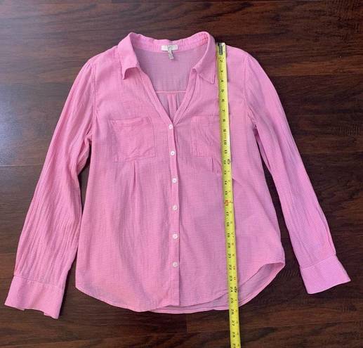 Joie  pink & white gingham button down shirt size S