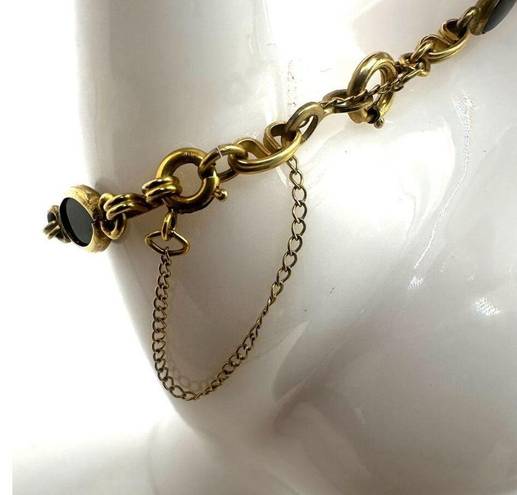 Onyx 12k gold filled  black  link bracelet