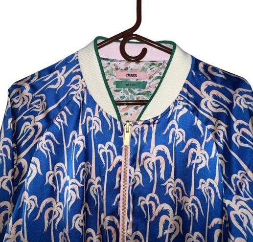 Scotch & Soda  Printed Reversible Bomber Jacket Women Size XL Pink Blue Combo