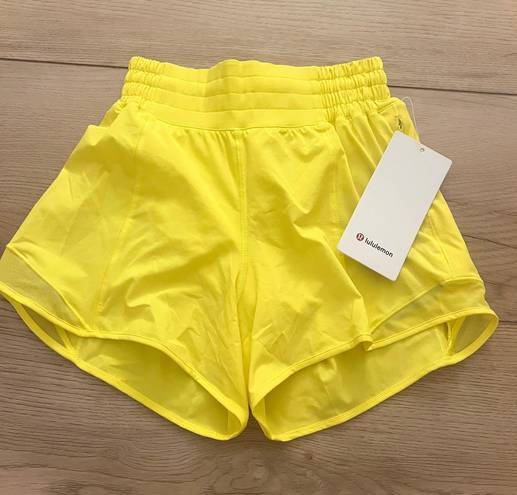 Lululemon Hotty Hot Shorts 4” Lined Neon Yellow