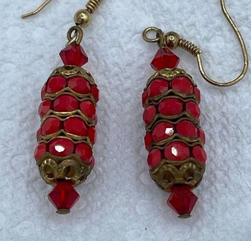 Swavorski Antique Victorian earrings with vintage Swarovski cherry red glass