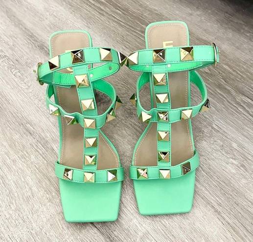 EGO New  green stud strappy heels size 9