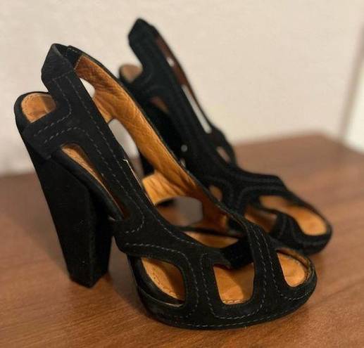 Givenchy Women’s  Black Strappy Suede Open-Toe Heels Size 6