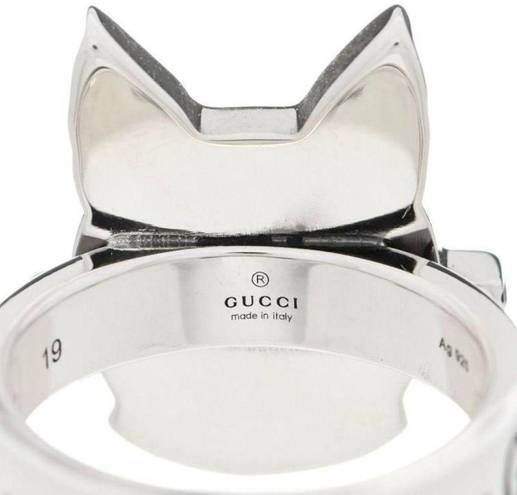 Gucci  Sterling Silver Boston Terrier Enamel Bosco Ring 7.5