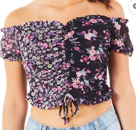 Crave fame  Rouched Juniors Floral Top NWT Small