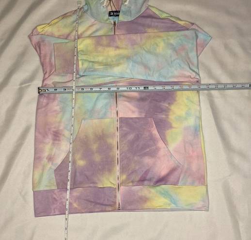 Allegra K  Zip Up Hoodie Tie Dye Purple Women Size Small