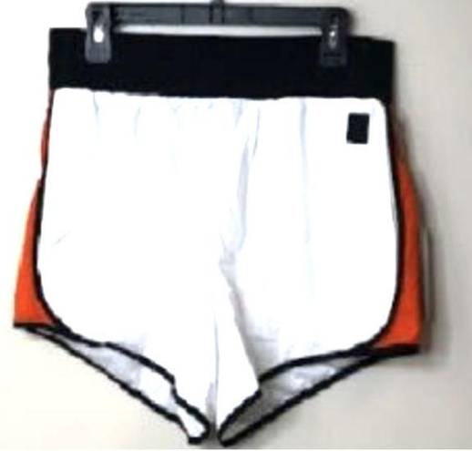 DKNY  Sport Colorblocked White Orange High-Waist Workout Running Shorts XS