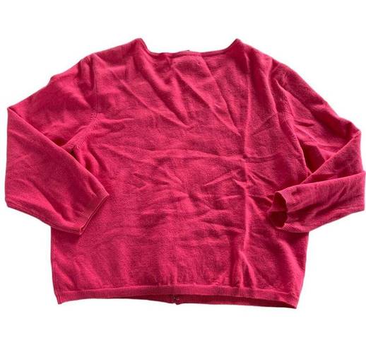 Krass&co New York  Sweater Womens Small Pink Hook Eye Beaded Knit Cardi Ramie VTG