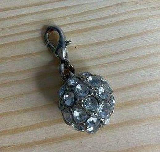 Round Faux Diamond Disco Ball Charm Clip Zipper Bag Pull Silver