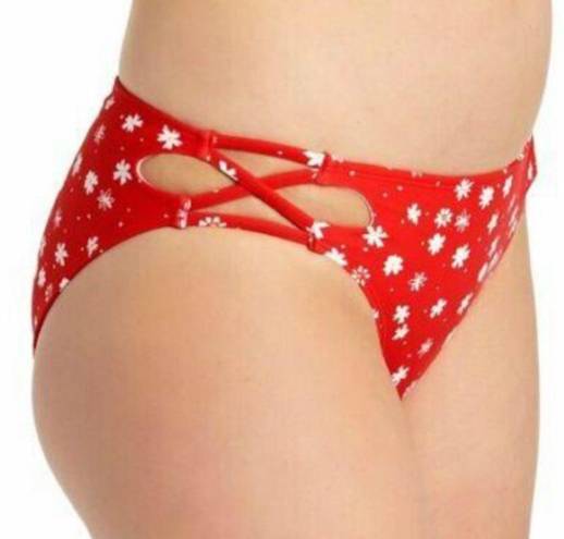 California Waves  red strappy bikini swim bottom