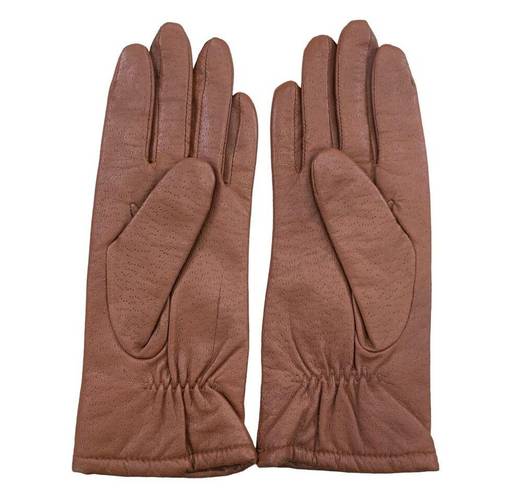 Fownes Womens Size 7 Brown Genuine Leather Acrylic Lined Gloves Vintage