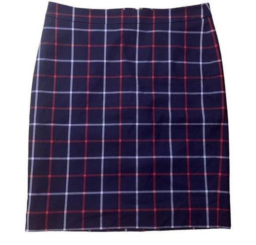 Tommy Hilfiger  navy blue and red plaid pencil skirt size 8 NWT