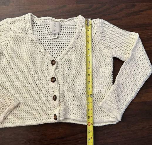 Joie  white knit cropped cotton cardigan sweater size S