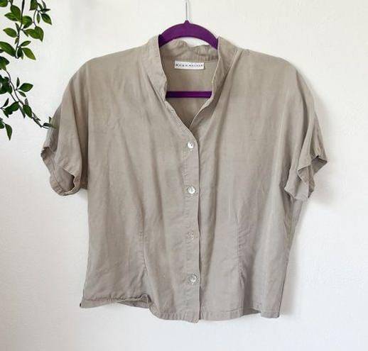 Bryn Walker Vintage  Button Down Crop Shirt Sz M