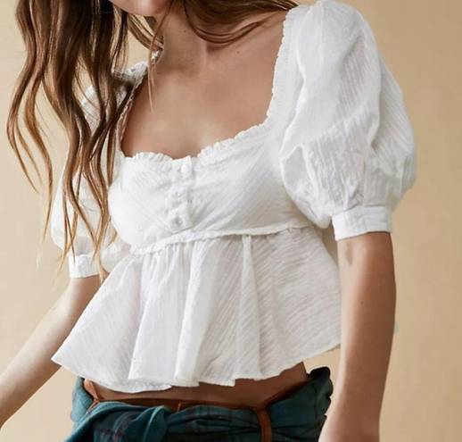 Free People  NWT Woman’s Small Leave It To Me Ivory Square Neck Crop Top Blouse