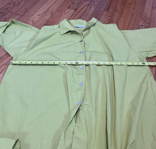 Bryn Walker  Oversized Button Down Lagenlook Quiet Luxury Blouse Size Small Green