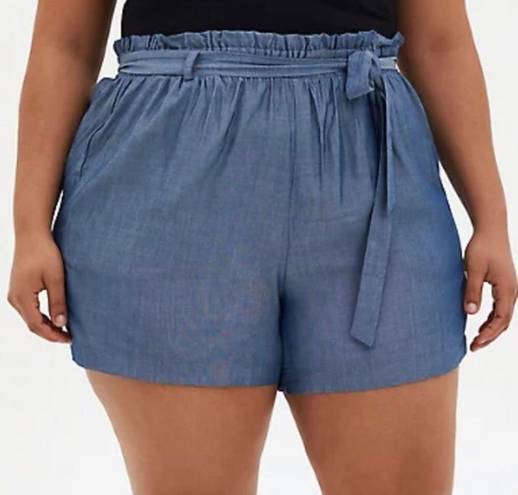 Torrid Blue Paperbag Shorts