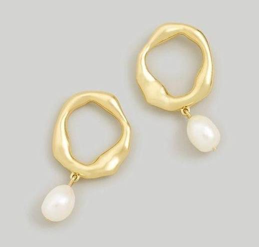 Madewell NWT  Freshwater Pearl Front-Facing Hoop Earrings Gold